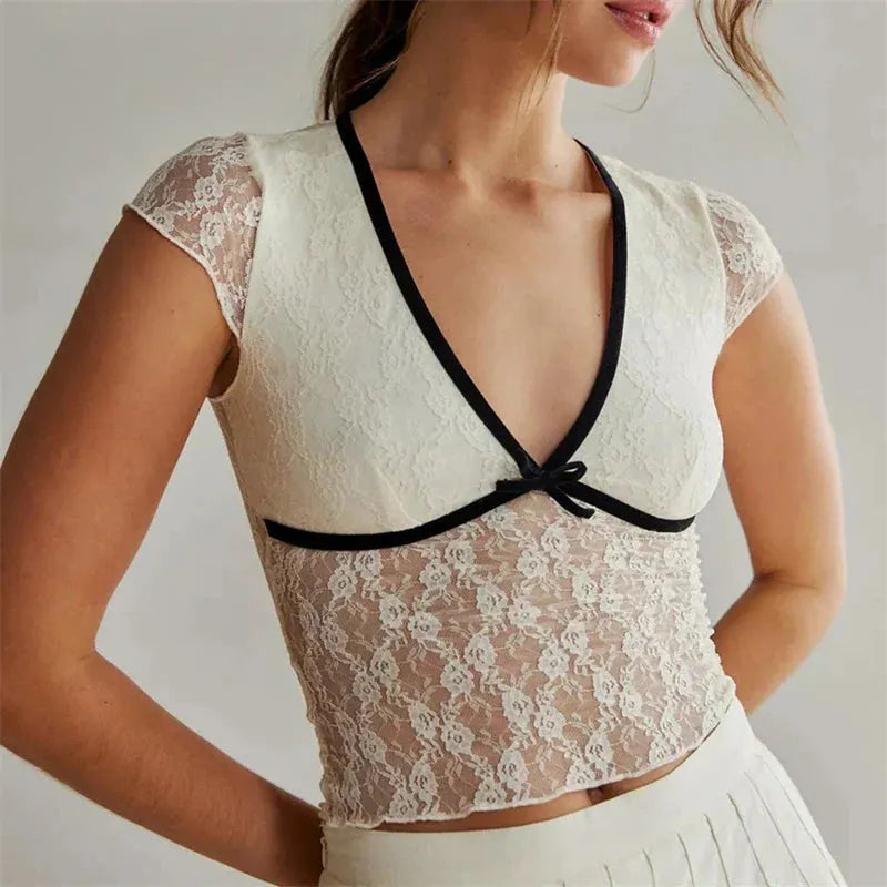 Women's Cotton Crop Top - Casual Short Sleeve Design for Everyday Wear