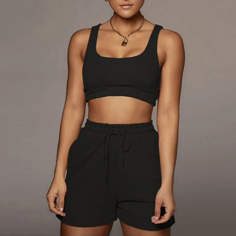 Women's Cotton Crop Top Set - Casual Summer Style - Comfortable and Versatile for Everyday Wear