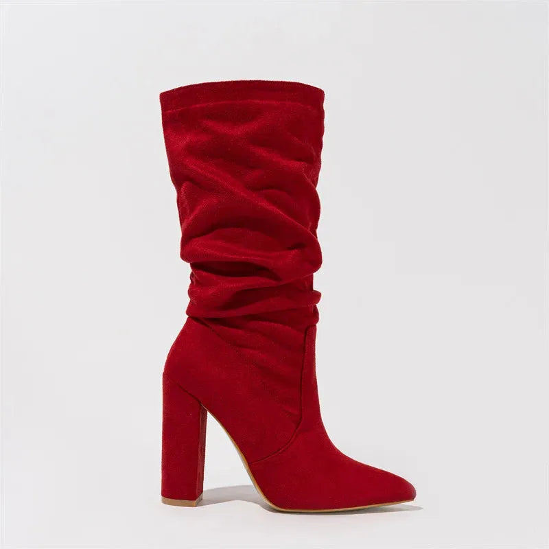 Women's Heel Boots - Stylish Faux Leather Madison Street Design for Casual and Dressy Occasions