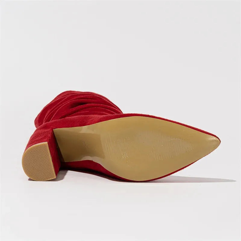 Women's Heel Boots - Stylish Faux Leather Madison Street Design for Casual and Dressy Occasions