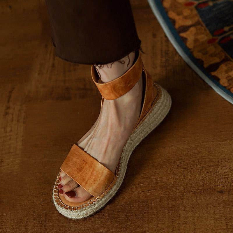 Women's Leather Strap Sandals - Classic Design for Everyday Wear - Comfortable and Stylish Footwear