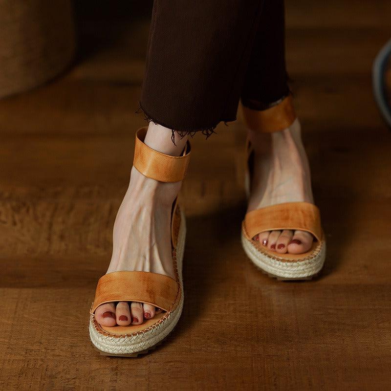 Women's Leather Strap Sandals - Classic Design for Everyday Wear - Comfortable and Stylish Footwear