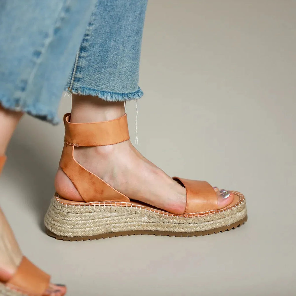 Women's Leather Strap Sandals - Classic Design for Everyday Wear - Comfortable and Stylish Footwear
