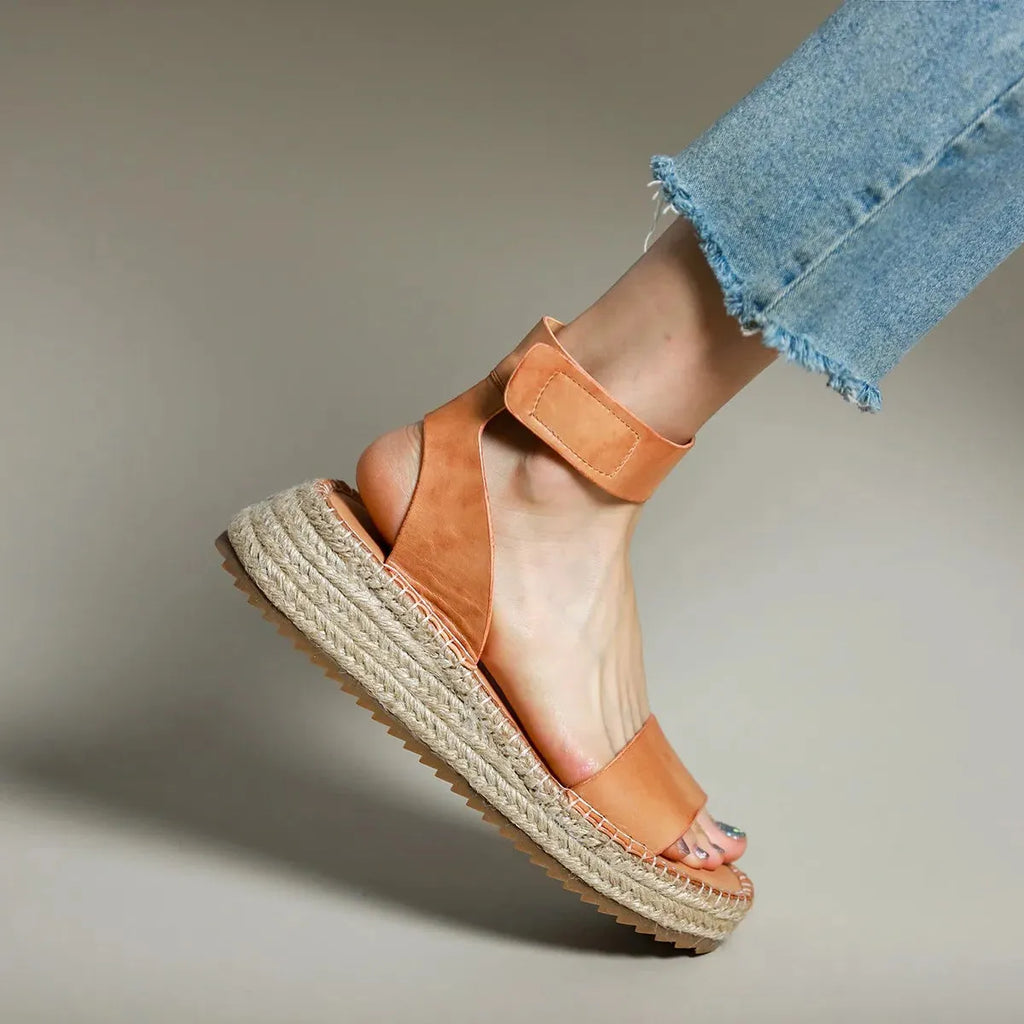 Women's Leather Strap Sandals - Classic Design for Everyday Wear - Comfortable and Stylish Footwear