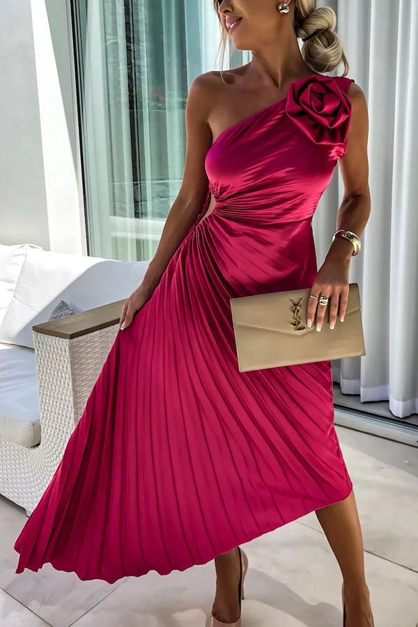 Women's Pleated Shoulder Dress - Elegant Pleated Design for Casual or Formal Occasions