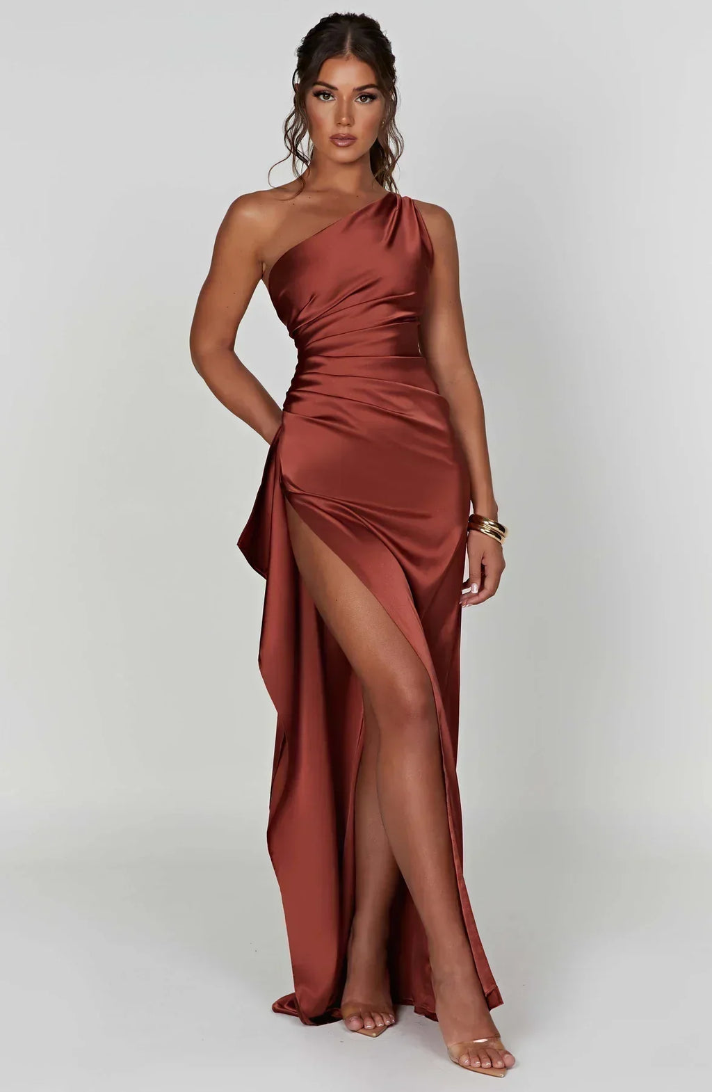 Women's Satin Evening Dress - Elegant Formal Wear for Special Occasions