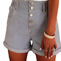 Women's Striped Button Front Short Pants - Casual Summer Trousers for Everyday Wear
