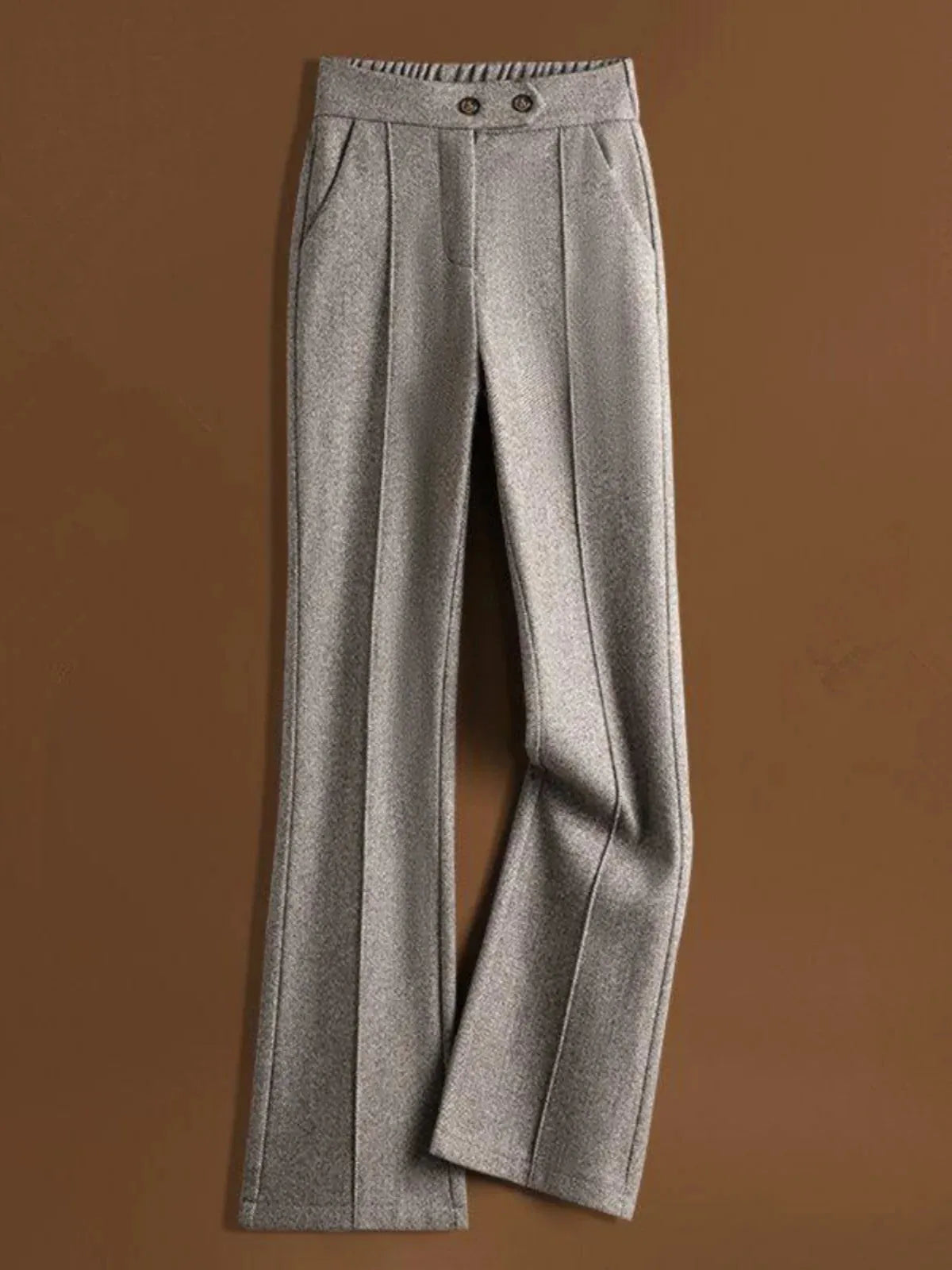Wool-Blend Flare Trousers for Women - Stylish High-Waisted Design for Casual or Office Wear