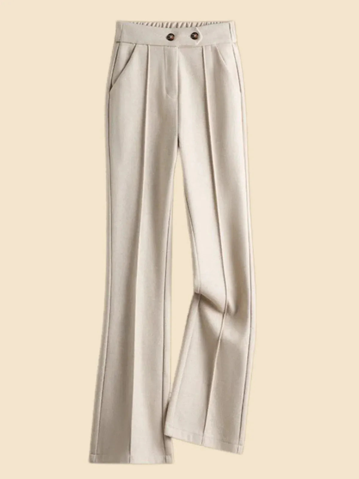 Wool-Blend Flare Trousers for Women - Stylish High-Waisted Design for Casual or Office Wear