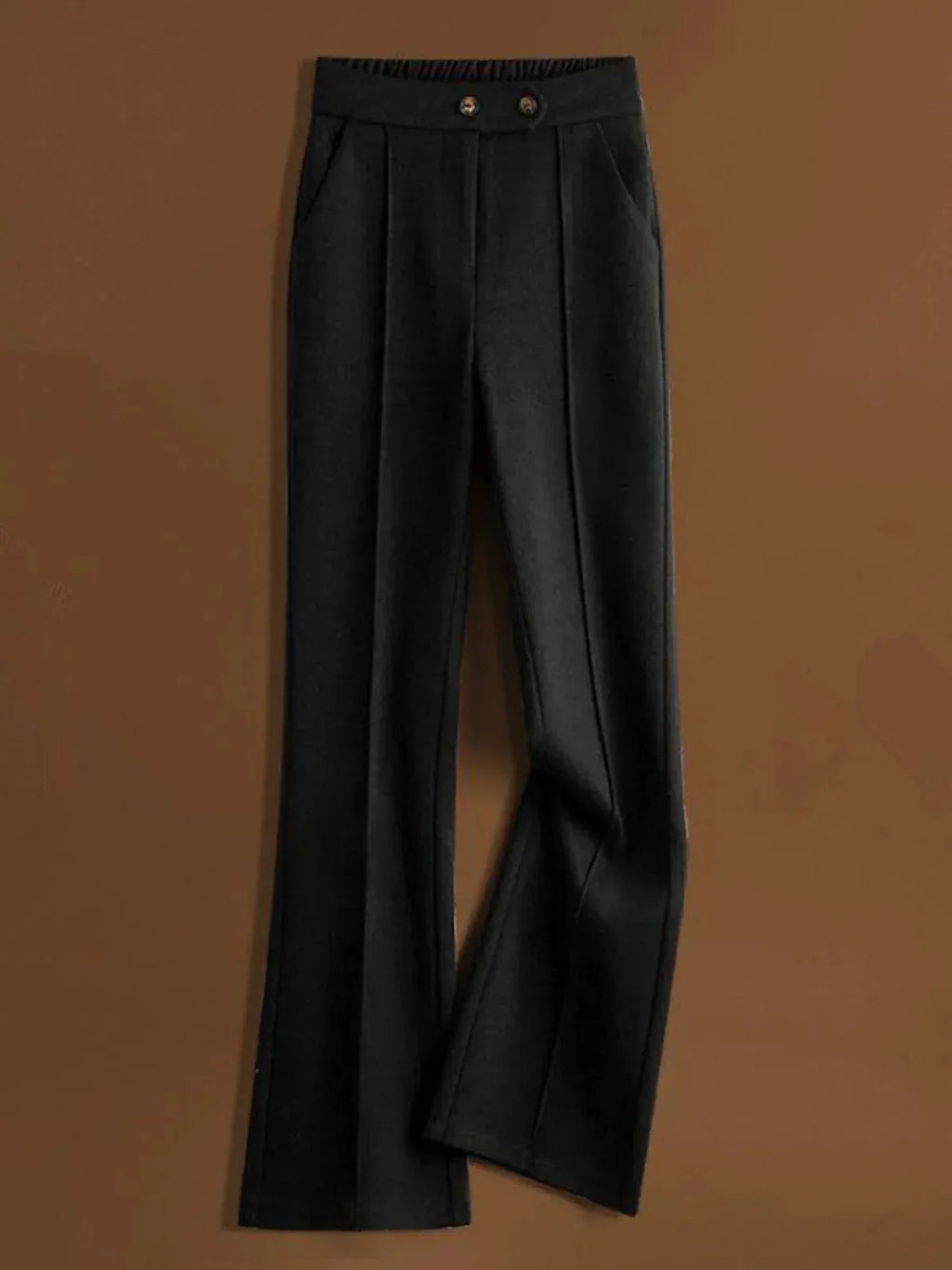 Wool-Blend Flare Trousers for Women - Stylish High-Waisted Design for Casual or Office Wear