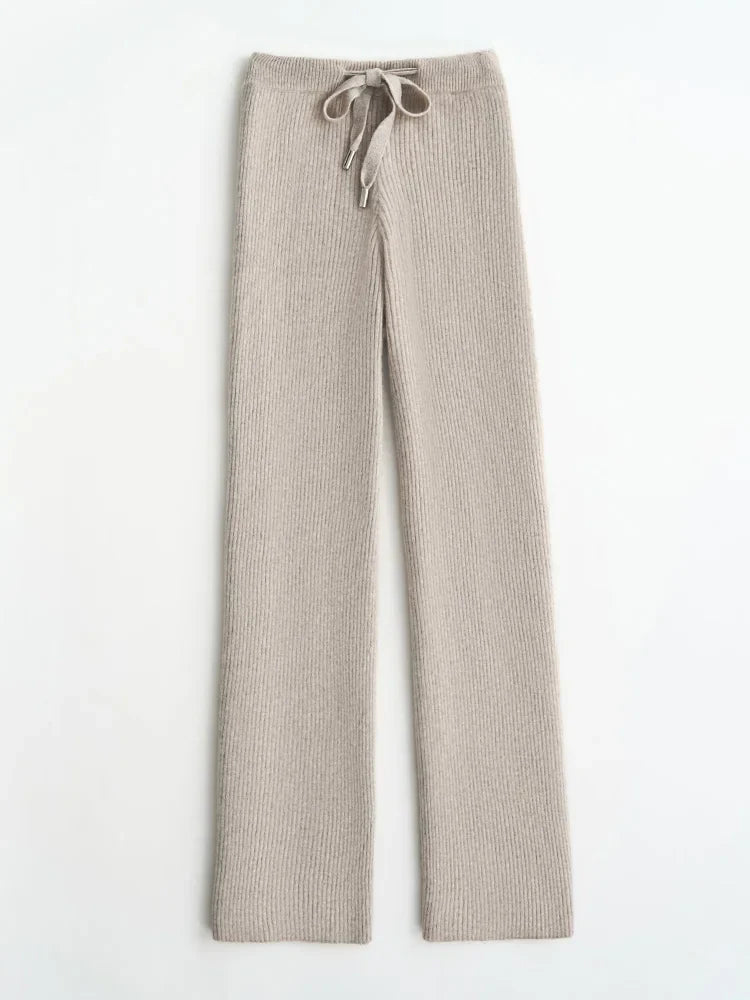 Wool Wide Leg Knitted Pants for Women - Cozy and Stylish Winter Trousers