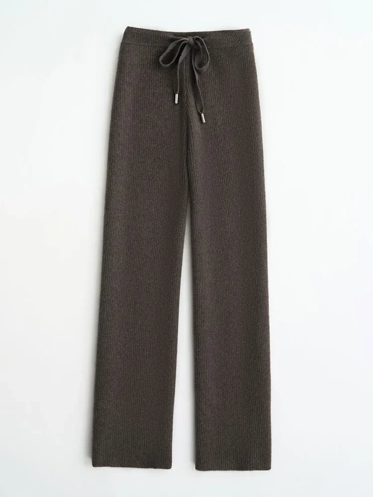 Wool Wide Leg Knitted Pants for Women - Cozy and Stylish Winter Trousers