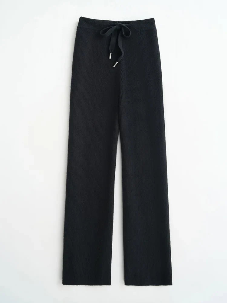 Wool Wide Leg Knitted Pants for Women - Cozy and Stylish Winter Trousers