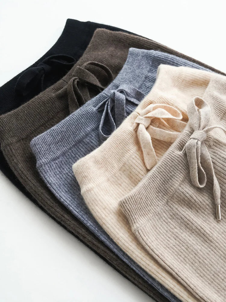 Wool Wide Leg Knitted Pants for Women - Cozy and Stylish Winter Trousers