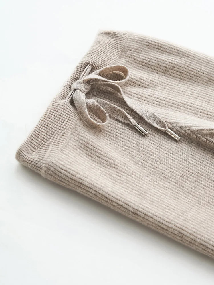 Wool Wide Leg Knitted Pants for Women - Cozy and Stylish Winter Trousers