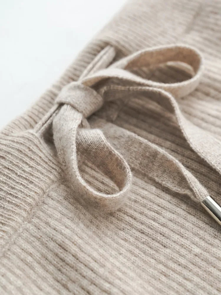 Wool Wide Leg Knitted Pants for Women - Cozy and Stylish Winter Trousers