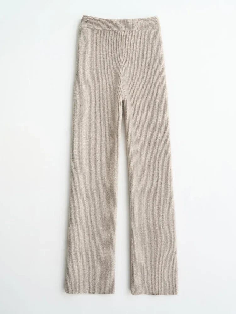 Wool Wide Leg Knitted Pants for Women - Cozy and Stylish Winter Trousers