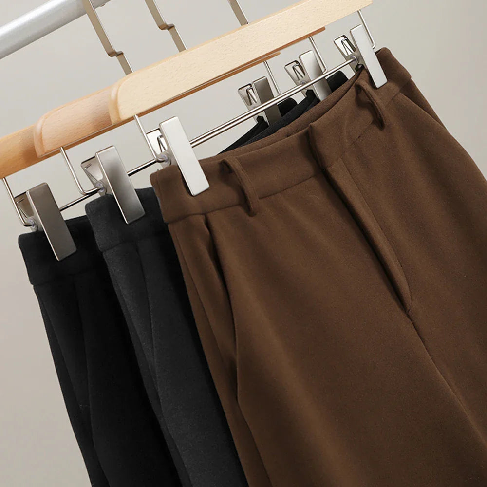 Wool Wide Leg Pants for Autumn - Cozy Warmth and Stylish Comfort for Casual Wear