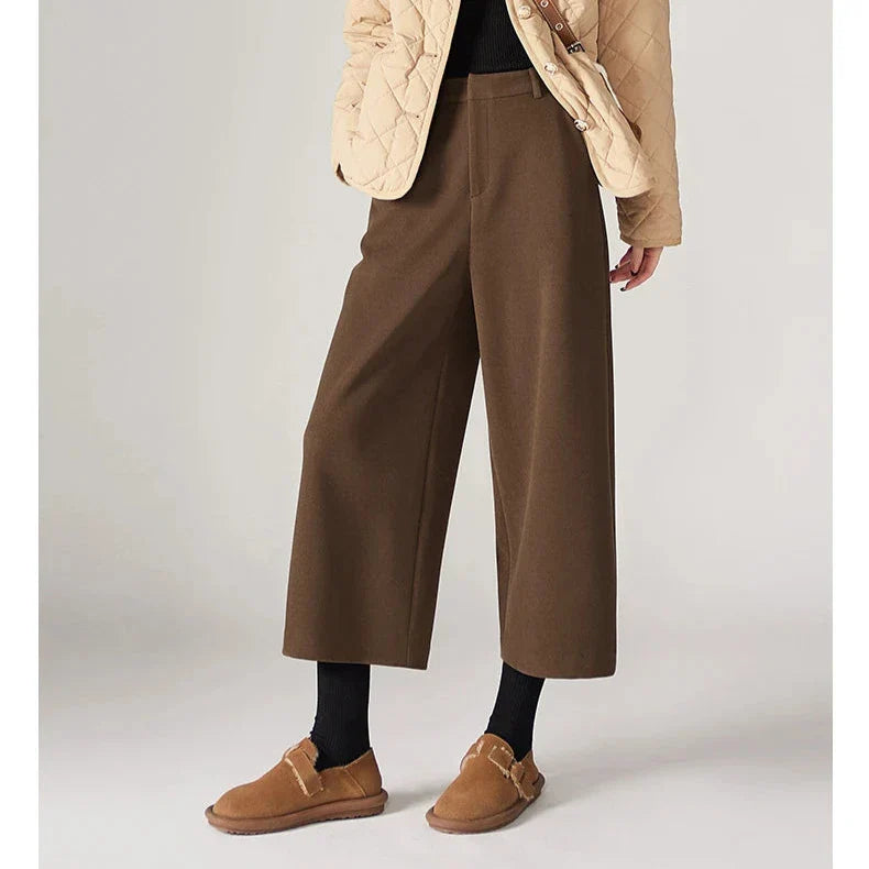 Wool Wide Leg Pants for Autumn - Cozy Warmth and Stylish Comfort for Casual Wear