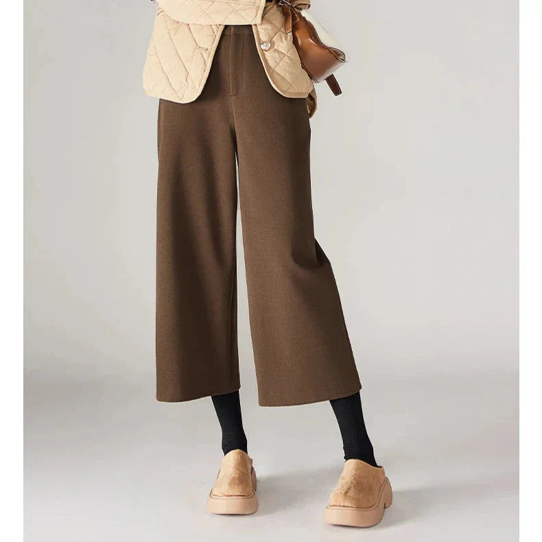 Wool Wide Leg Pants for Autumn - Cozy Warmth and Stylish Comfort for Casual Wear