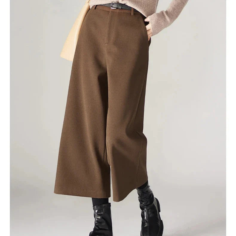 Wool Wide Leg Pants for Autumn - Cozy Warmth and Stylish Comfort for Casual Wear
