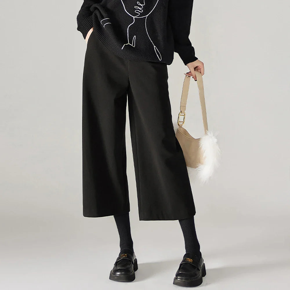 Wool Wide Leg Pants for Autumn - Cozy Warmth and Stylish Comfort for Casual Wear