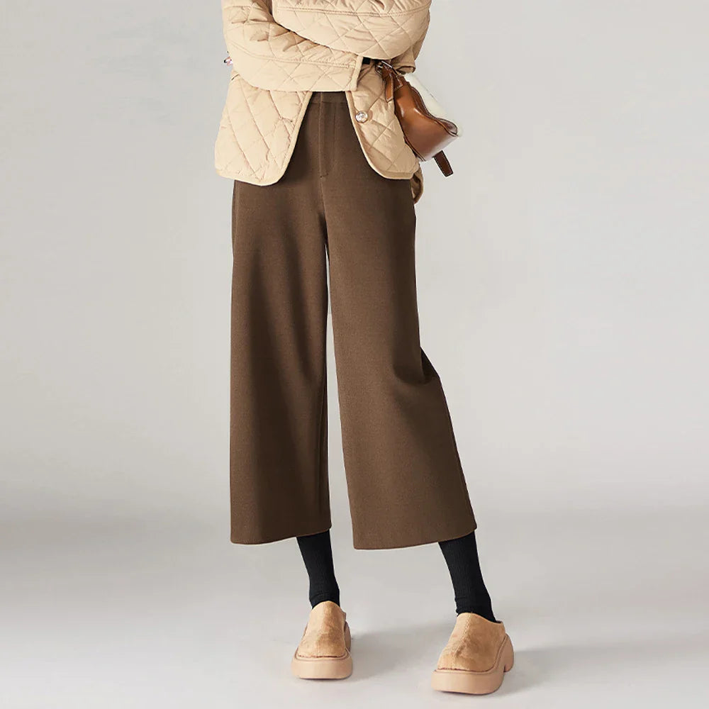 Wool Wide Leg Pants for Autumn - Cozy Warmth and Stylish Comfort for Casual Wear