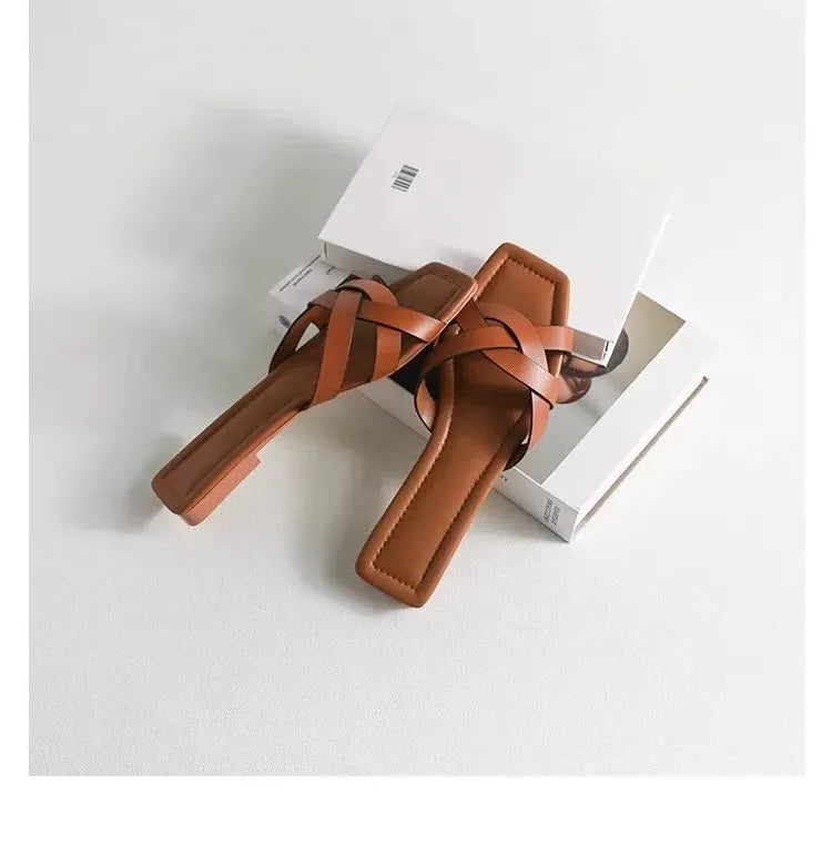 Woven Slide Sandals for Women - Comfortable Casual Footwear for Summer - Stylish Open-Toe Design in Natural Materials