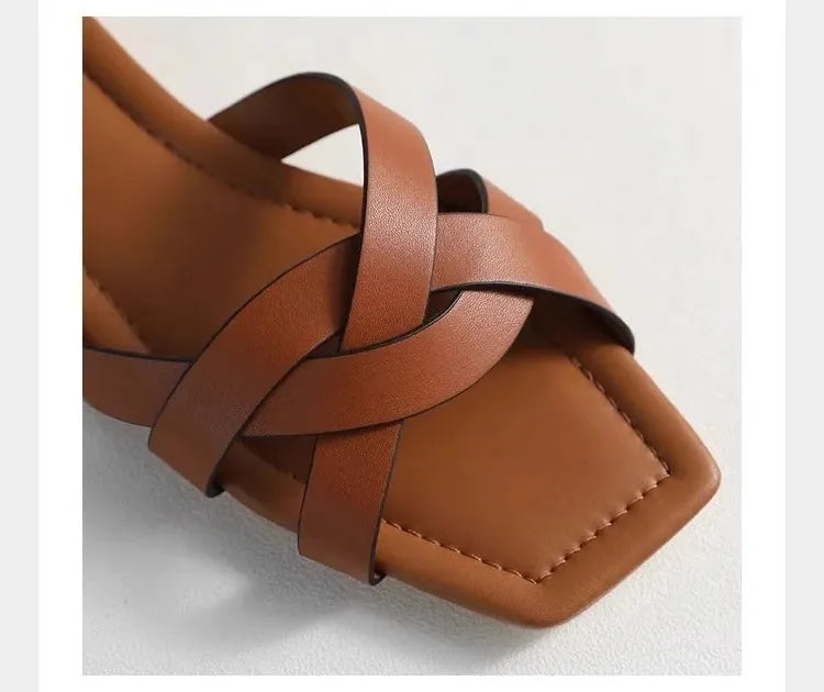 Woven Slide Sandals for Women - Comfortable Casual Footwear for Summer - Stylish Open-Toe Design in Natural Materials