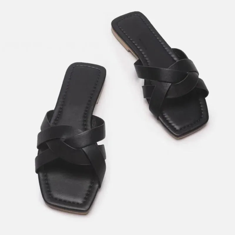 Woven Slide Sandals for Women - Comfortable Casual Footwear for Summer - Stylish Open-Toe Design in Natural Materials