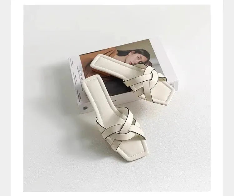 Woven Slide Sandals for Women - Comfortable Casual Footwear for Summer - Stylish Open-Toe Design in Natural Materials